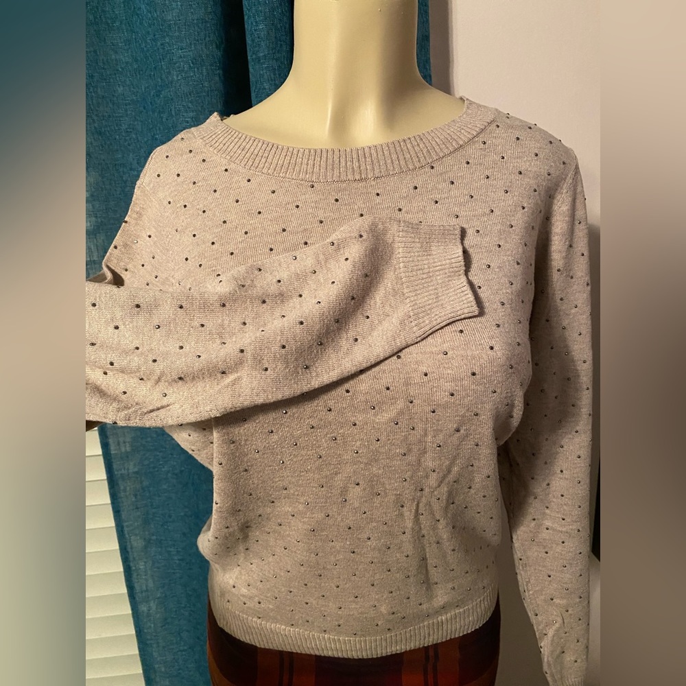 The Limited Crew Neck‎ Sweater with Gray Rhinestones Sz Small Excellent